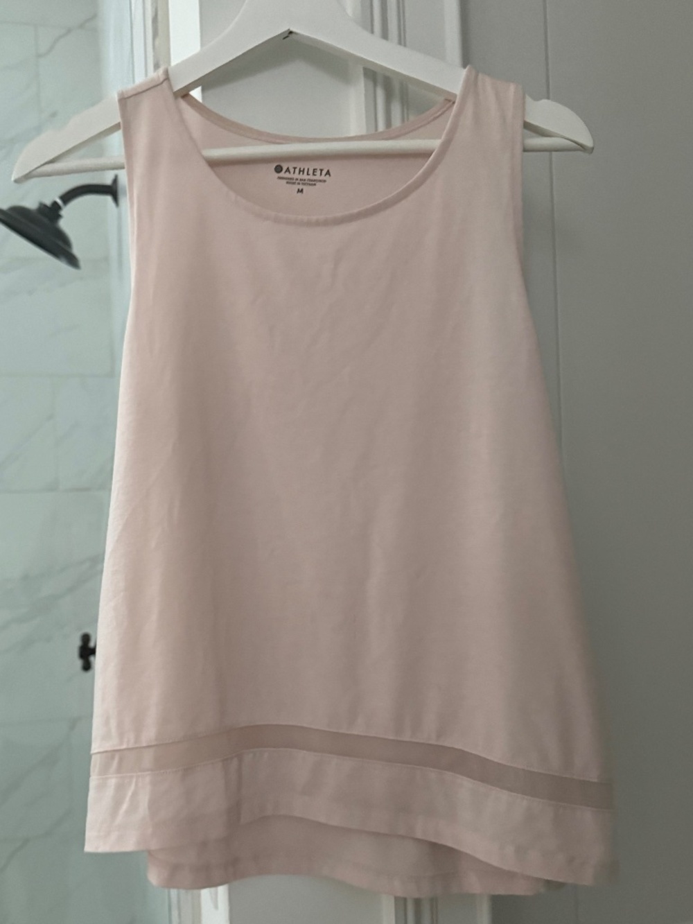 Athleta Women's Mesh Trim Tank Top, Size Medium, Soft Pink